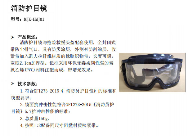 消防護目鏡